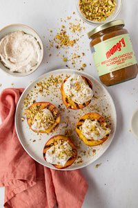 Grilled Peaches With Pistachio Whip Topping